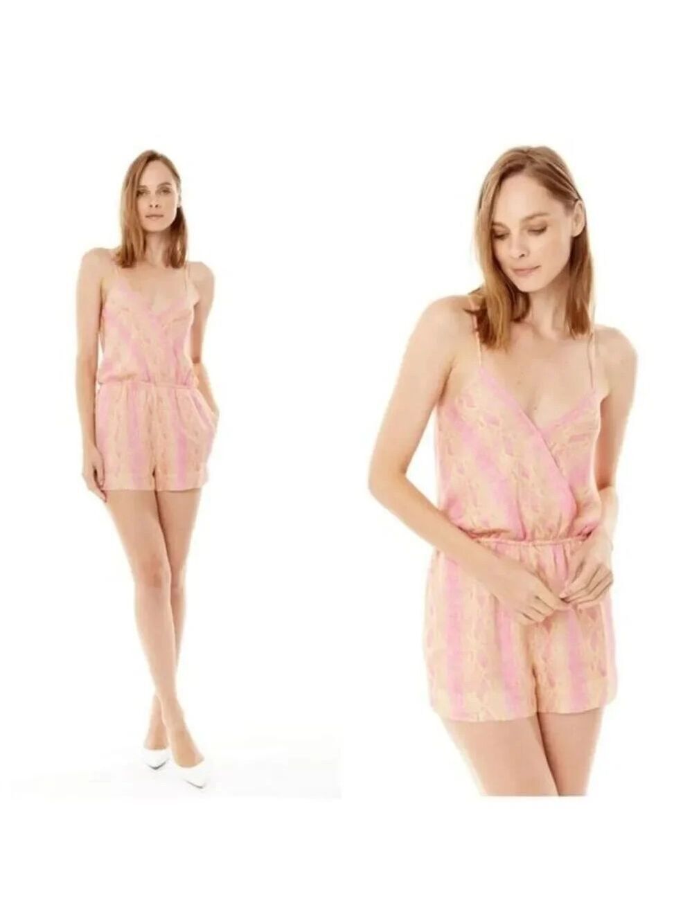 Generation Love Sahteene Silk Romper in Neon Snake